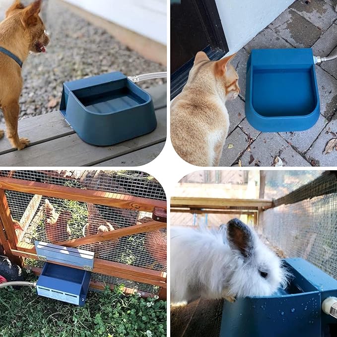 Enjoying Automatic Water Dispenser for Dogs Cats, Automatic Chicken Waterer with 3/4'' Anti-Bite Metal Hose and Float Valve, Outdoor Dog Water Bowl