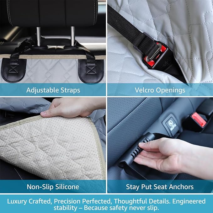 Lassie Dog Car Seat Covers for Back Seat, Waterproof Dog Car Hammock with Mesh Window Durable Scratch Proof Nonslip Pet Carseat Covers Universal Fit Protector for Cars, Trucks & SUVs