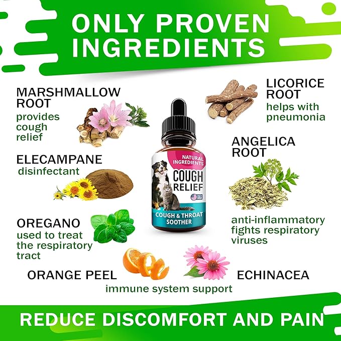 Kennel Cough Drops for Dogs and Cats - 2oz Pet Herbal Remedy - Throat Soother - Homeopathic Respiratory Support - Dry, Wet & Barky Pet Cough and Cat Asthma, Sinus Congestion Treatment - Made in USA
