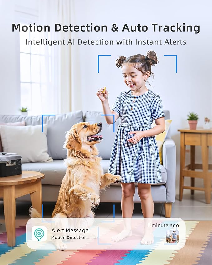 Indoor Camera 5G WiFi Pan & Tilt 2.5K 4MP Compatible up to 256GB SD Card (Not Included) - Security Camera Indoor, Plug-in Puppy/Pet Camera with Speaker/Phone App for Room, Motion Tracking