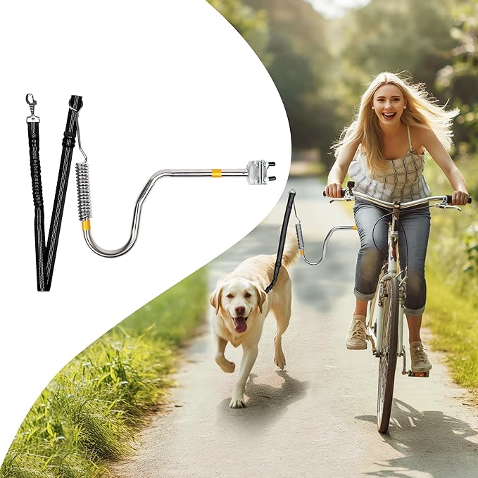 Heavy Duty Dog Bike Leash Attachment Hands Free Dog Bicycle Leash for Riding Exercising Cycling