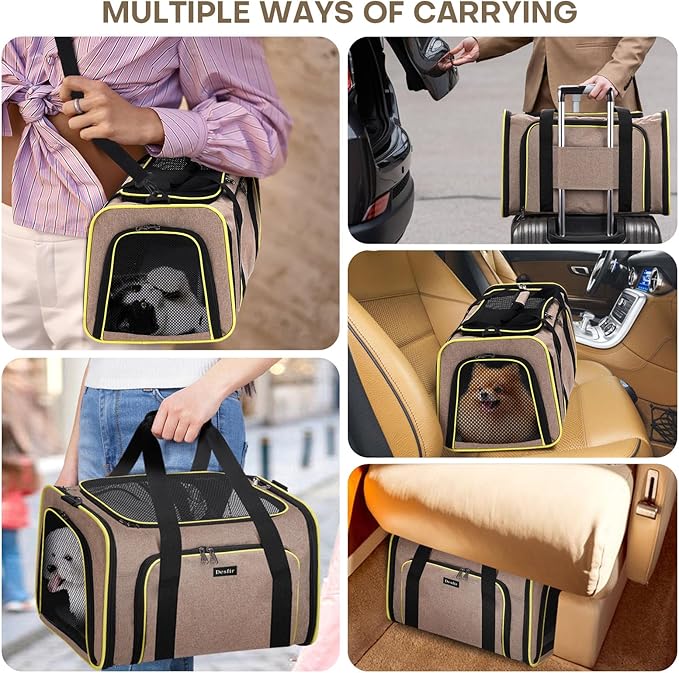 Cat Dog Carrier Bag - Expandable Soft-Sided Travel Pet Carrier with Ventilated Mesh, Fleece Pad, 18x11x11 Inch for Kitten, Rabbit, Puppy,Guinea Pig, Small Animal, Airline Approved