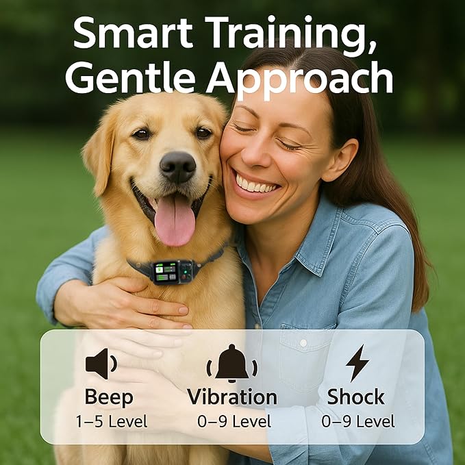 GPS Wireless Electric Dog Fence – Circular Wireless Dog Fence System for Dogs with Early Warning Beep & Auto-Protection, Quick-Charge Collar, 6561ft Range, Waterproof, 3 Modes, Outdoor Use Only