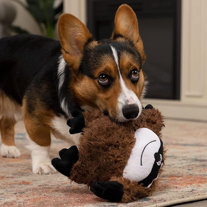 goDog PlayClean Sloth Squeaky Plush Dog Toy with Odor-Eliminating Essential Oils, Chew Guard Technology - Brown, Large