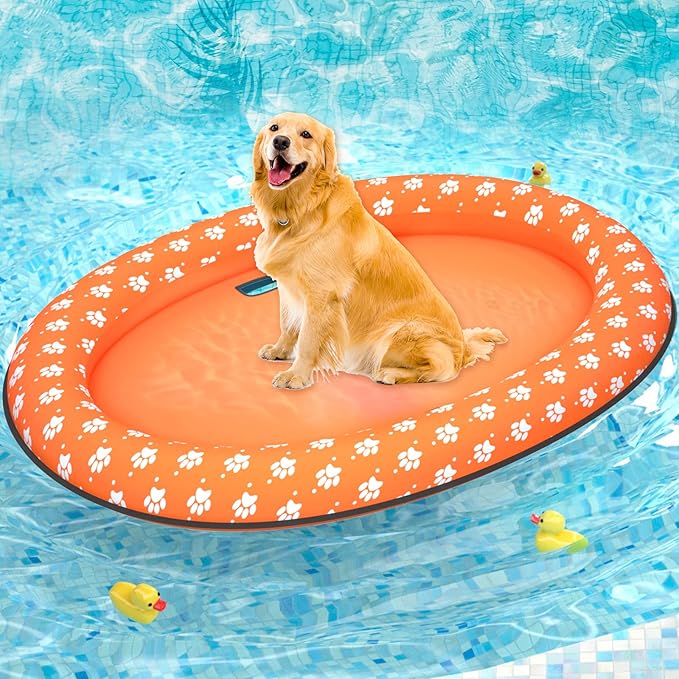 Pet Soft Dog Float Raft - Inflatable Dog Swimming Float for Summer (Orange)