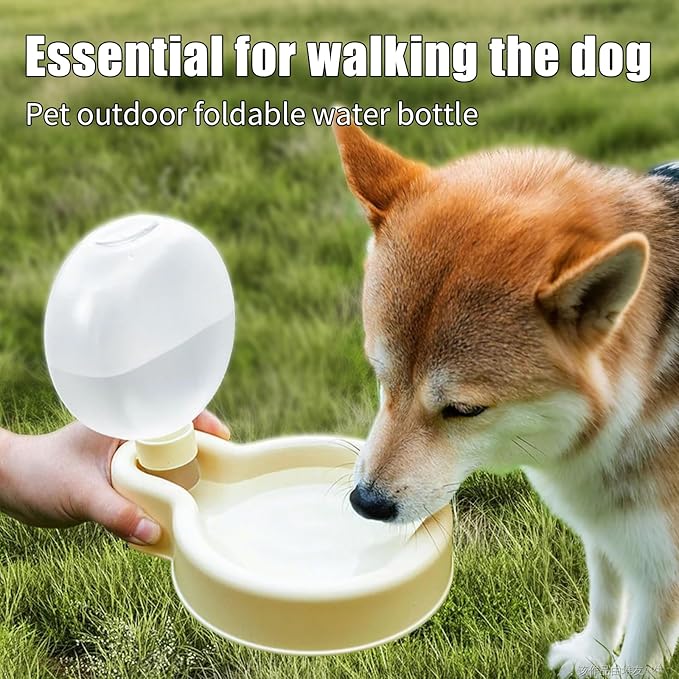 Foldable Pet Outdoor Camping Drinking Water Bottle Dog Cat Travel Portable Water Dispenser Small Large Capacity (Lemon Yellow, Small)