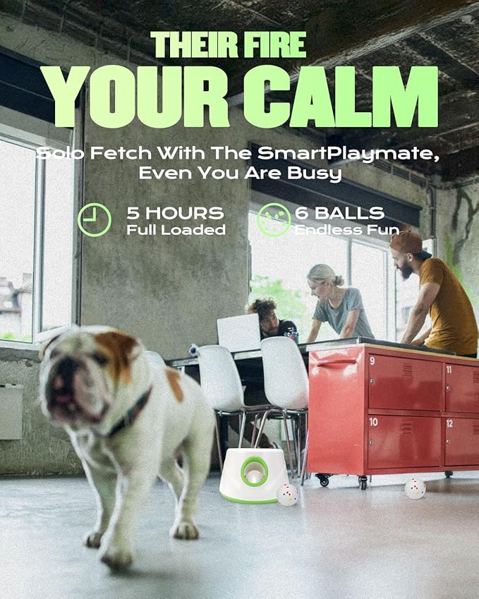 Automatic Dog Ball Launcher, Ball Thrower for Dogs - 6 Tennis Balls