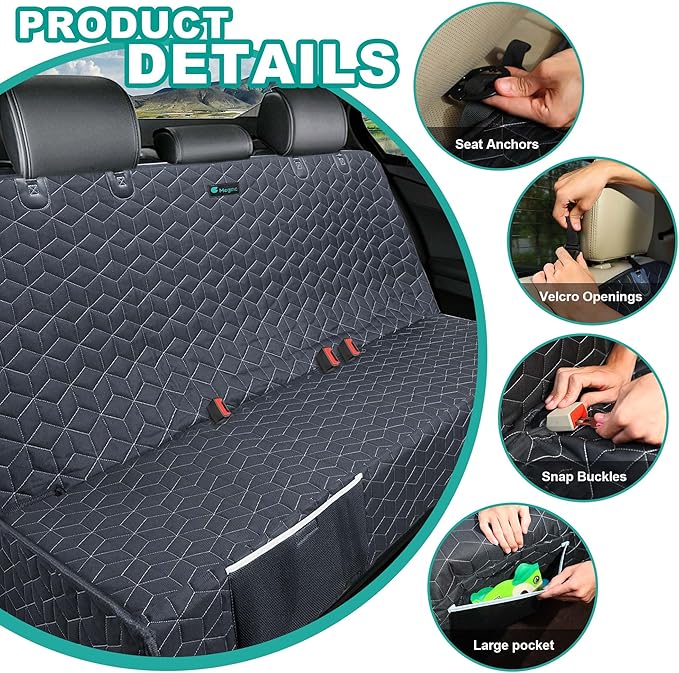 Dog Car Seat Covers for Back Seat,Waterproof Pet Bench Seat Covers for Trucks Ford f150/Ram1500/Nissan Frontier/Toyota Tacoma/GMC Canyon/Silverado Scratch Nonslip Truck Seat Cover for Dogs