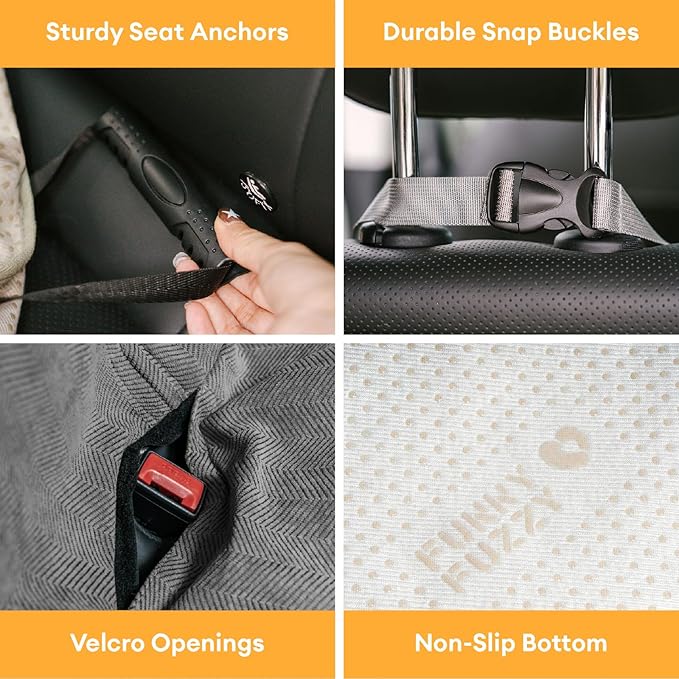 FUNNY FUZZY Dog Car Seat Cover for Back Seat, Waterproof, Scratchproof Car Seat Protector for Dogs Nonslip, Dog Back Seat Covers for Cars, Trucks and SUVs, Back Seat(18.1''W x 53''L×22" H)