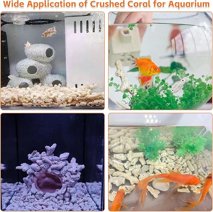kathson 2.2lb Crushed Coral for Aquarium Crushed Coral for Freshwater Qquarium Corals for Fish Tank to Raise ph Filter Media for Fish Tank with Mesh Bag for Fish Tank Filter Media Decorations