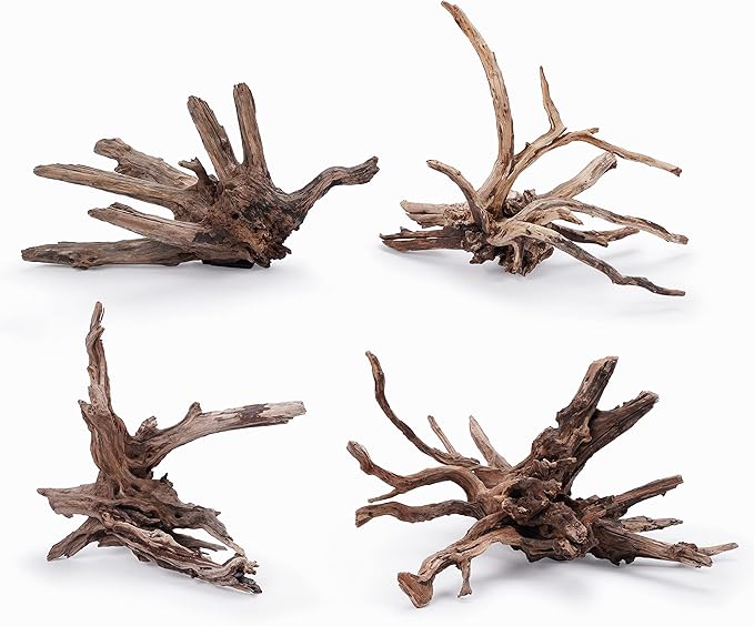 LANDEN Kueiyang Hornwood for Aquascaping, Aquarium Driftwood Decor, Natural Branches(12-14 inches, 30-35cm) 4pcs Terrariums Vivariums Reptile and Amphibian Enclosures Various Shapes