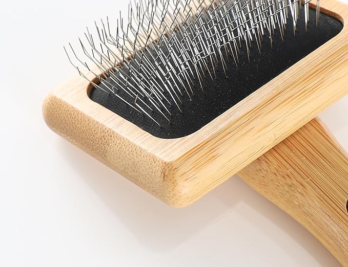 Dog Slicker Brush for Shedding Medium Long Haired Pets Wooden Grooming Brush for Small Dogs to Remove Loose Hair Tangles and Knots S