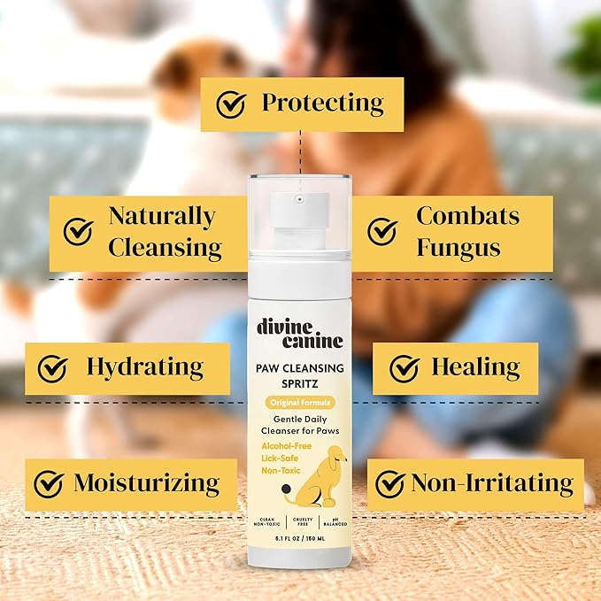 Dog Paw Cleaner - 5.1 Fl Oz of Alcohol Free Paw Cleansing Spray - Made with Aloe, Copaiba Oil, and Lemongrass Oil to Nourish and Clean Paws - Made in The USA