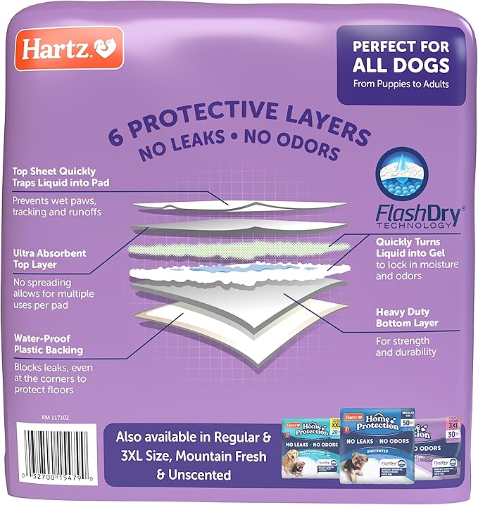 Hartz Home Protection Lavender Scented USA Made Dog Pads, XXL 20 count, Super Absorbent & Won't Leak, Odor Eliminating
