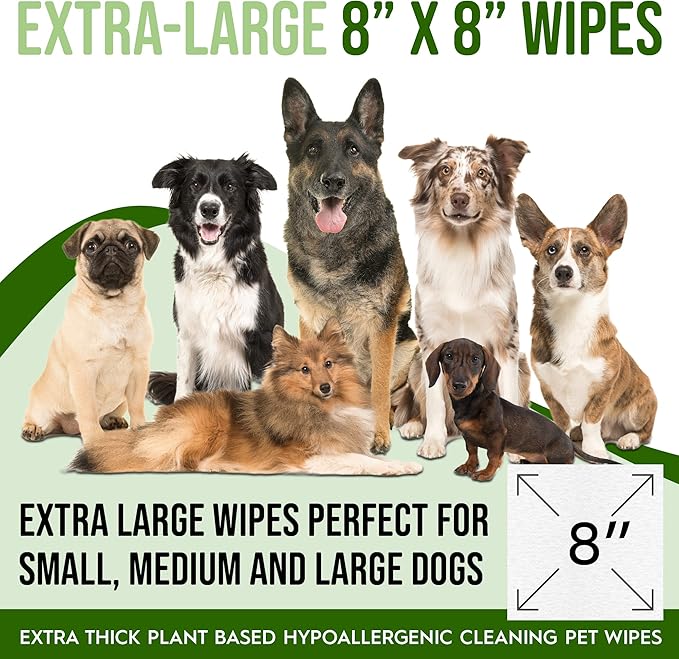 400 Dog Wipes for Paws and Butt Ears Eyes | Organic Pet Wipes for Dogs | Lavender Scented Dog Wipes Cleaning Deodorizing | Extra Thick Paw Wipes for Dogs Cats Pets | Bonus Glove Wipes Included