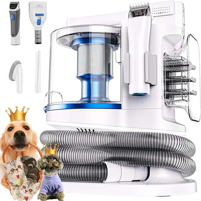 Pet Grooming Kit with 3.4L Oversized Vacuum Suction - 99% Pet Hair Removal - Professional Dog Clippers & Shedding Tools for Cats, Teddy, Poodle, Golden Retrievers