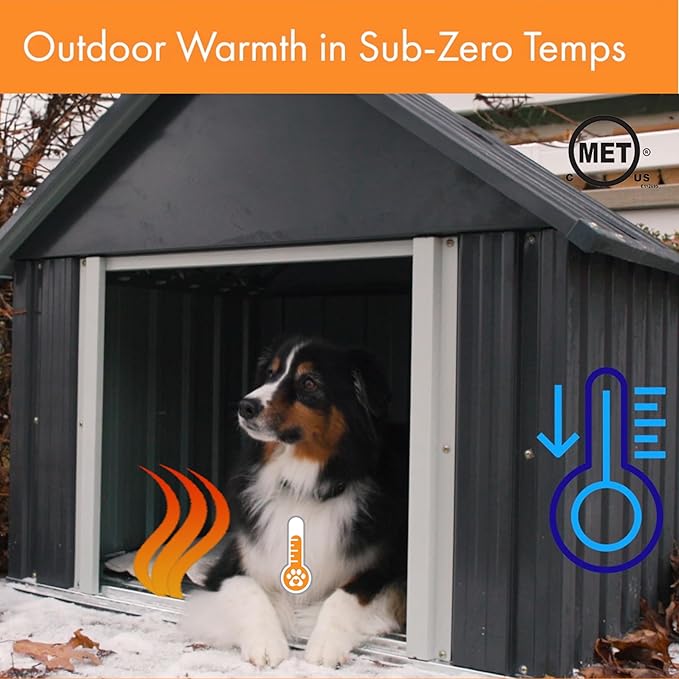 K&H Pet Products Lectro-Kennel Heated Outdoor Dog Pad, Durable Rigid ABS Plastic Waterproof Heated Pad for Cat & Dog Houses Outdoor, Washable Cover, Safety Listed - Large 28.5 X 22.5in Black 80W