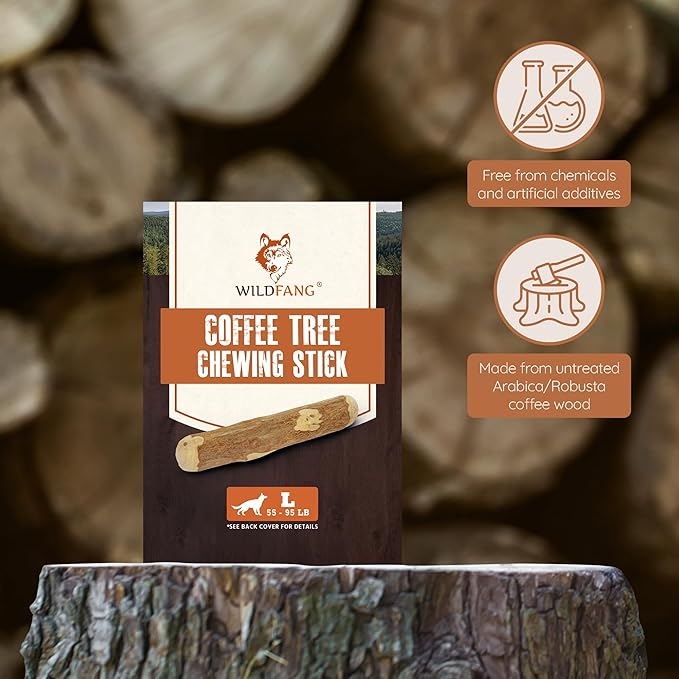 Wildfang® Coffee Wood Dog Chew, Large - Tough Chew Toys for Aggressive Chewers, Dog Teething Toys for Puppies, Training for Chewing Muscles, Coffee Tree Sticks for Large Dogs (55-99 lbs)