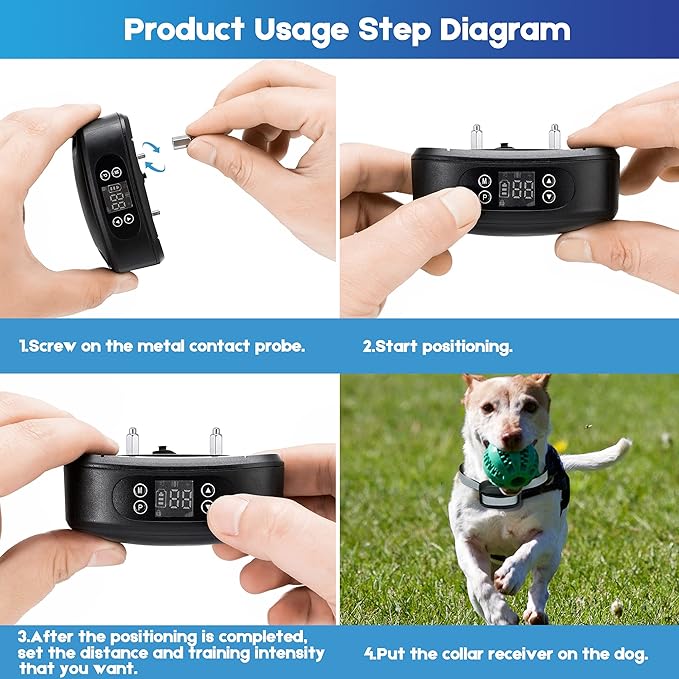 GPS Wireless Dog Fence, Electric Dog Fence for Outdoor Use,Adjustable Warning Strength,Pet Containment System, Wireless Dog Fence Collar Suitable for Most of Dogs(2 Collars)