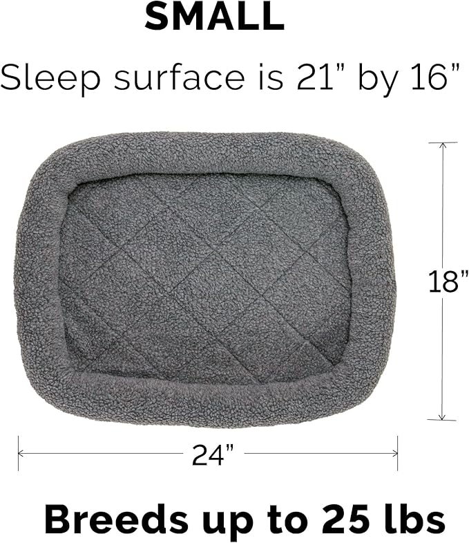 Furhaven Dog Bed for Small Dogs & Indoor Cats, 100% Washable, Sized to Fit Crates - Sherpa Fleece Bolster Crate Pad - Gray, Small