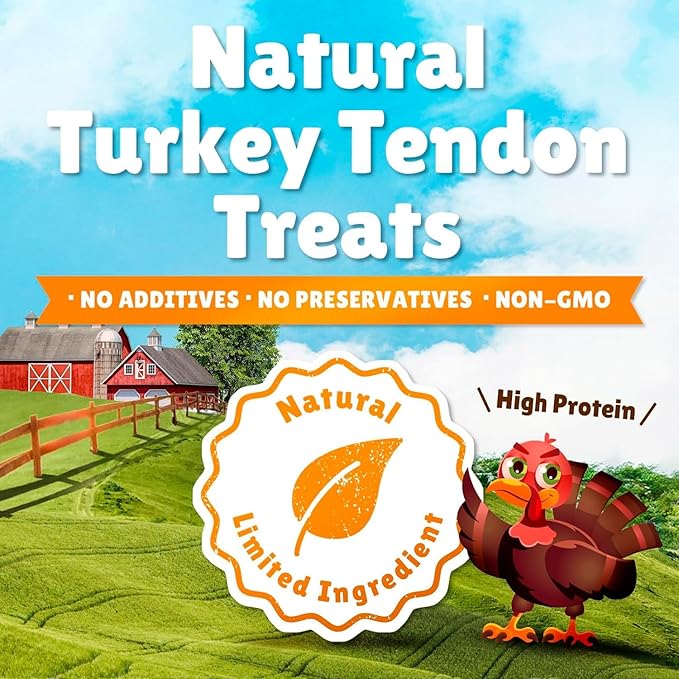 Gourmet USA Turkey Tendons by Sancho and Lola’s (4 Ounces) 100% Natural and 100% American Dog Chew Treat - A Healthy Snack for Healthy Pups