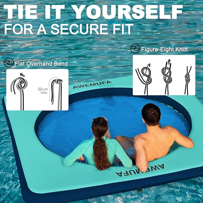 Inflatable Dock Floating Platform with Mesh, Heavy Duty Water Hammock Floats Floating Ring, Tanning Pool Hammock Inflatable Raft Mat Lake Floats for Adults Ocean