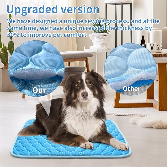 Dog Cooling Mat for Dogs Non-Toxic Self Cooling Pad & Easy Clean Large 39x27in