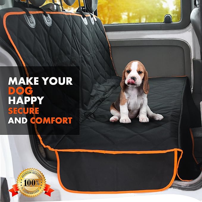 Doggie World Dog Car Seat Cover for Back Seat for Cars & SUVs - Durable Pet Car Seat Cover Backseat Protector, Nonslip Dog Hammock for Car, Waterproof Scratchproof Rear Seat Cover Against Dirt, Fur