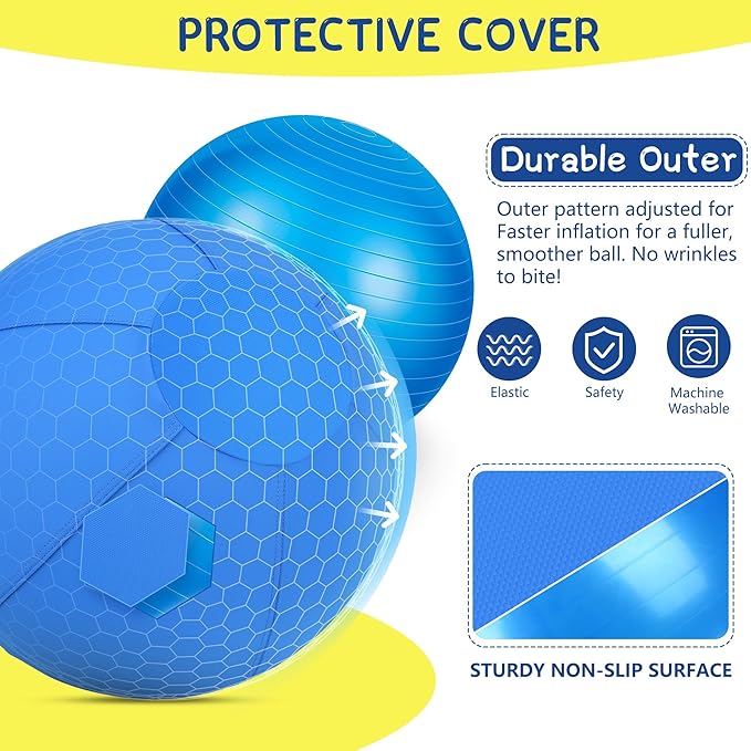 Herding Ball for Dogs and Horses - 18" Jolly Ball for Dogs, Agility Training Equipment, Herding for Australian/German Shepherd, Improved Bite-Resistant, Reinforced Sewing Dog Toys - Blue Medium