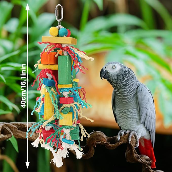Rypet Wood Bird Chewing Toys for Cage Wall, Wooden Bird Cage Toy for Helping to Trim Beak, Birds Toys Parrot Toy for African Grey Parrots Cockatoos Amazon Parrot and Other Small to Medium Parrots