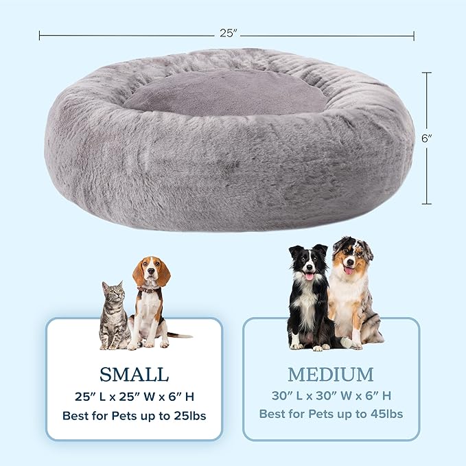 PETMAKER Dog Bed - Donut Pet Bed for Small Dogs - Dog Bed with Removable Washable Cover and Anti-Slip Bottom - Puppy Essentials (Gray)