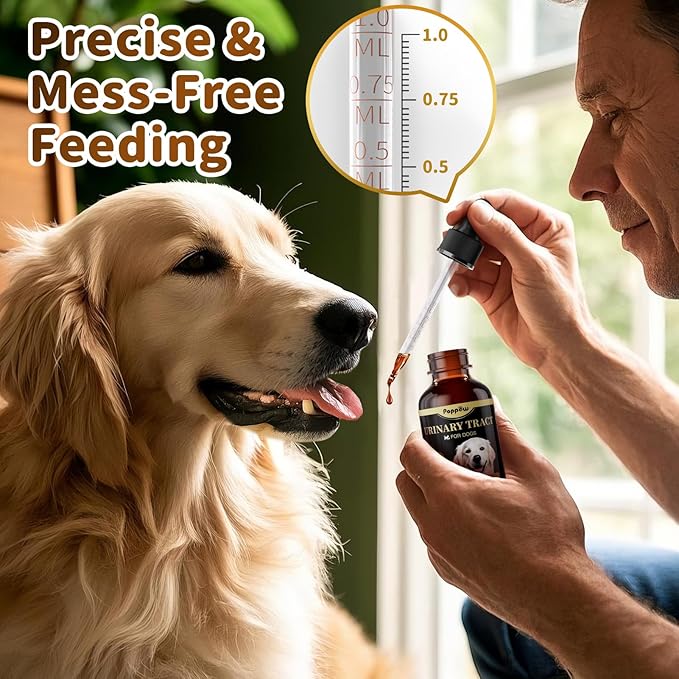 (2 Pack) POPPAW Dog UTI Treatment & Urinary Tract Support – Natural Herbal Drops with High Cranberry Extract, Vitamin B6 for Urine pH Balance, Bladder & Kidney Function, Chicken Flavor, 2 OZ