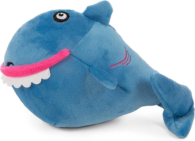 goDog Action Plush Shark Animated Squeaky Dog Toy, Chew Guard Technology - Blue, One Size