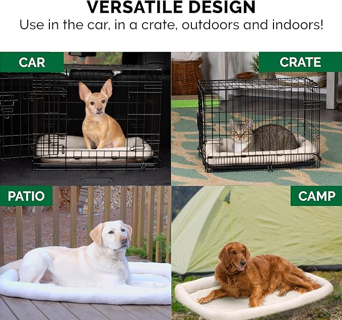 Furhaven Dog Bed for Extra Small Dogs & Indoor Cats, 100% Washable, Sized to Fit Crates - Sherpa Fleece Bolster Crate Pad - Cream, Extra Small