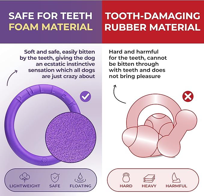 Dog Toy - Interactive Small Midi Dog Puppies Training - Fetch Toy - Dental Healthy - Dog Toys Set 2 Rings by Puller Mini Plus - Size 7 inches