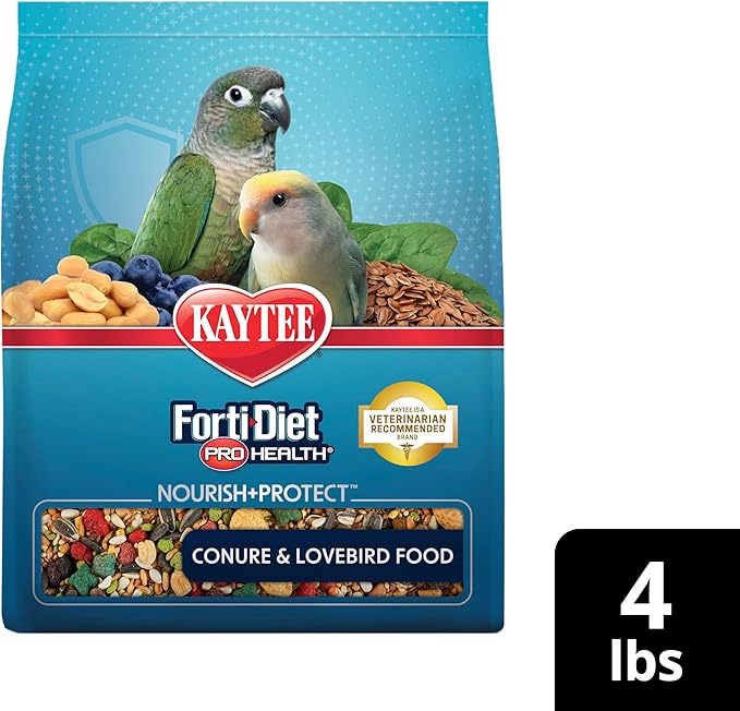 Kaytee Forti-Diet Pro Health Nourish+Protect Conure & Lovebird Food, Comprehensive Nutrition Backed by Science, Digestive Health, Immune Support, 4 pounds