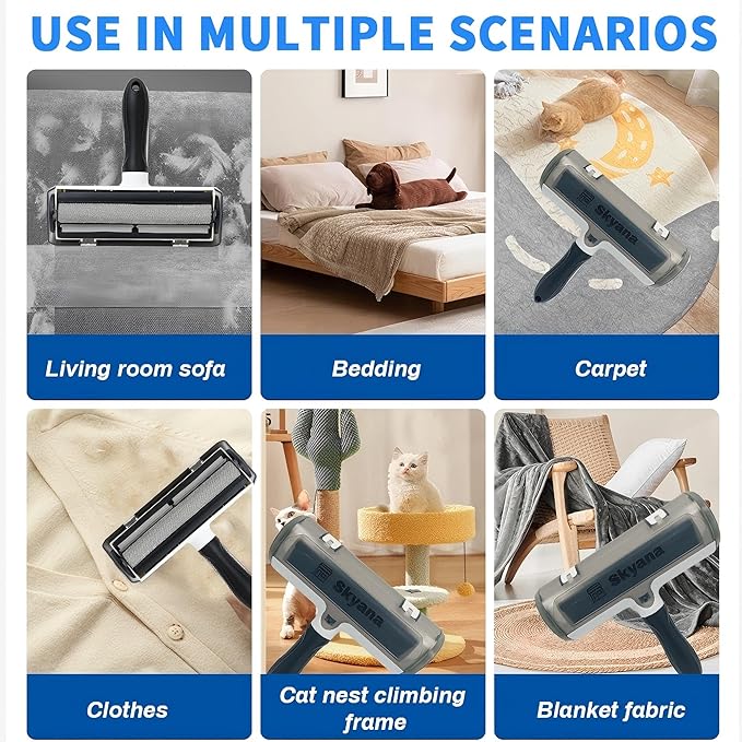 SKYANA Pet Hair Remover Roller Brush, Self-Cleaning Lint Roller for Dogs and Cats.hair removal for Fourniture,Couch,Carpet,Clothing,and bedding,portable,multiple surface.Removal tool.Lint Roller