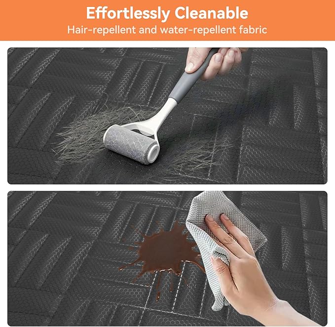 Dog Car Seat Cover for Back Seat- Heavy Duty Waterproof- Hard Bottom Backseat Extender Fits Sedan SUV & Small Truck, Full Coverage for Doors, Rear Seats & Front Headrests