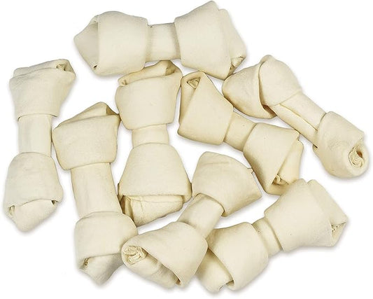 hotspot pets 4-5 Inch Rawhide Dog Chew Bones - Made from Grass Fed Brazilian Cows - Great for Dental & Oral Care -for Medium Chewers (30 Pack)