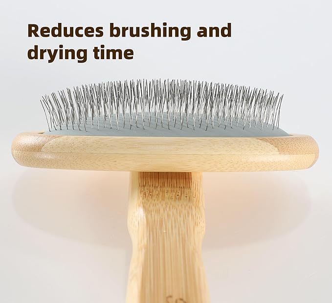 Wooden Dog Slicker Brush for Puppies Deshedding and Hair Removal for Long Haired Pets S