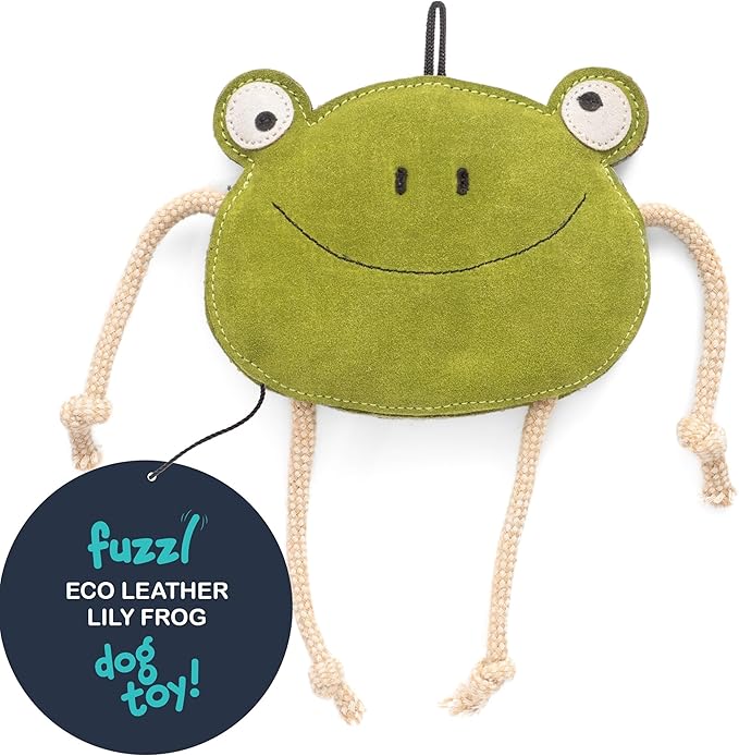Eco Leather Lily Frog Natural and Tough Dog Toys - Dog Toy for Dogs and Puppy