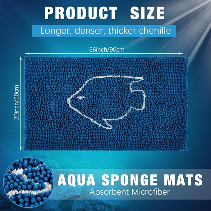 Large Aquarium Sponge Mats 20 x 36 Inch Fish Cleaning Mat Chenille Absorbent Sponge Pad for Aquariums Floor Decorative Gift Fish Hobbyists Maintenance Keep Clean