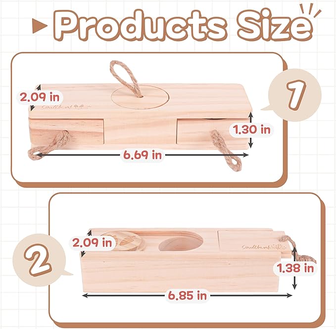 Interactive Wooden Pet Sniff n' Snack Rabbit Chew Toys - Chinchilla & Rabbit Enrichment Toys for Boredom (2 Set)