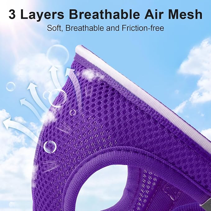 Light Up Dog Harness,Rechargeable LED Dog Harness for Small Medium Large Dogs,Reflective Lighted Safety Vest for Night Walking & Camping,Lightweight & Adjustable,Purple,XS