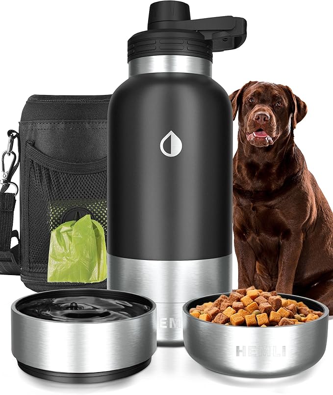 32 oz. Portable Dog Water Bottle and Bowl, Perfect for Walking, Hiking and Travel