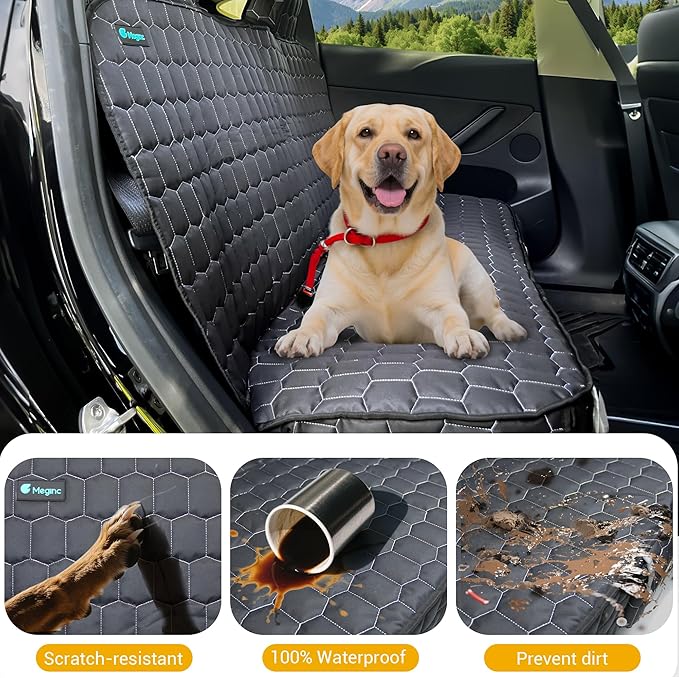 Dog Car Seat Covers for Tesla Model 3,100% Waterproof Back Seat Cover for Cars Armrest Compatible Nonslip Car Rear Seat Protector for Dogs & Kids, Easy Clean Tesla Model 3 Accessories