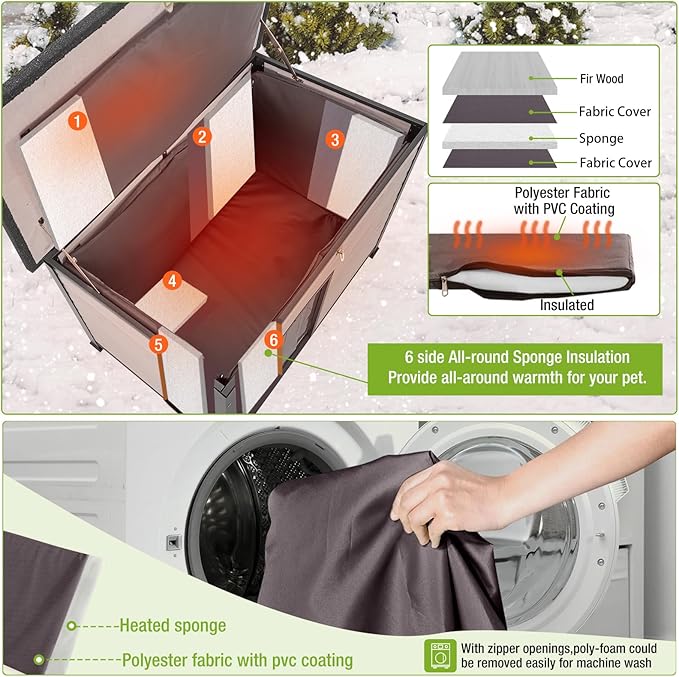 Insulation Dog House Outdoor Dog Kennle with Liner for Winter,Waterproof