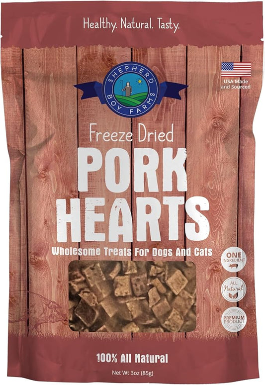 Freeze Dried Dog and Cat Treats, Pork Heart, All Natural Single Ingredient Freeze-Dried Dog Treat & Snacks, Made in USA, High Protein, Essential Nutrition of Raw Food, 3oz