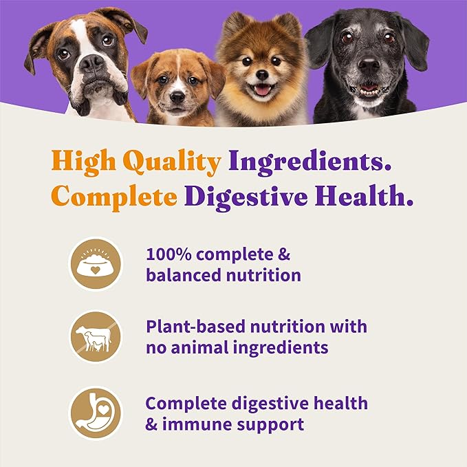 Halo Holistic Vegan Dog Food, Plant-Based Peanut Butter Recipe, Dry Dog Food, Complete Digestive Health, Kibble for Adult Dogs, 10 lb Bag