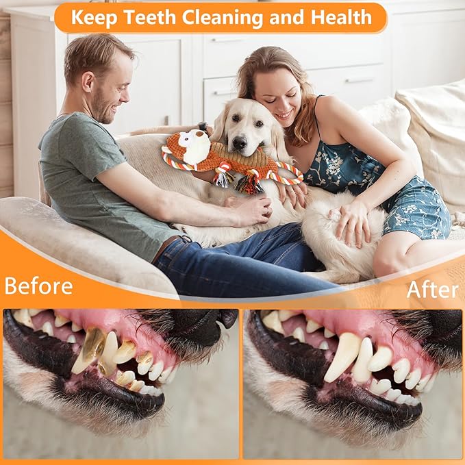 Rope-Infused Squeaky Dog Toys for Large Dogs, Interactive Tug of War Puppy Toy, Cute Pet Toys Large Plush Dog Chew Toys for Small, Medium and Big Dogs